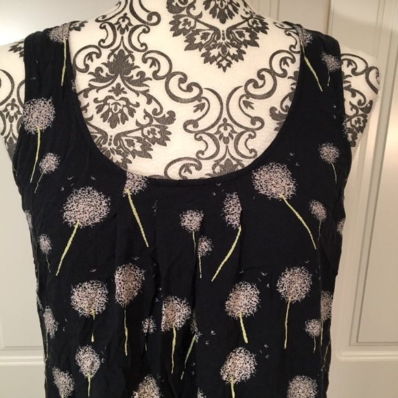 Mod Cloth Sleeveless Longer Length Babydoll Top Dandelion Print Women's medium - Picture 3 of 9